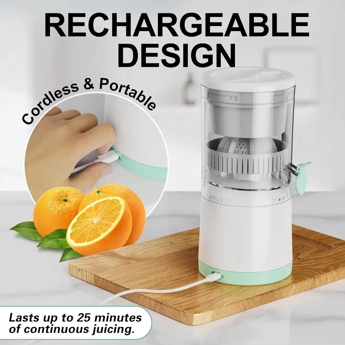 Espremedor elétrico portátil com carregamento USB, liquidificador de frutas, laranja e limão